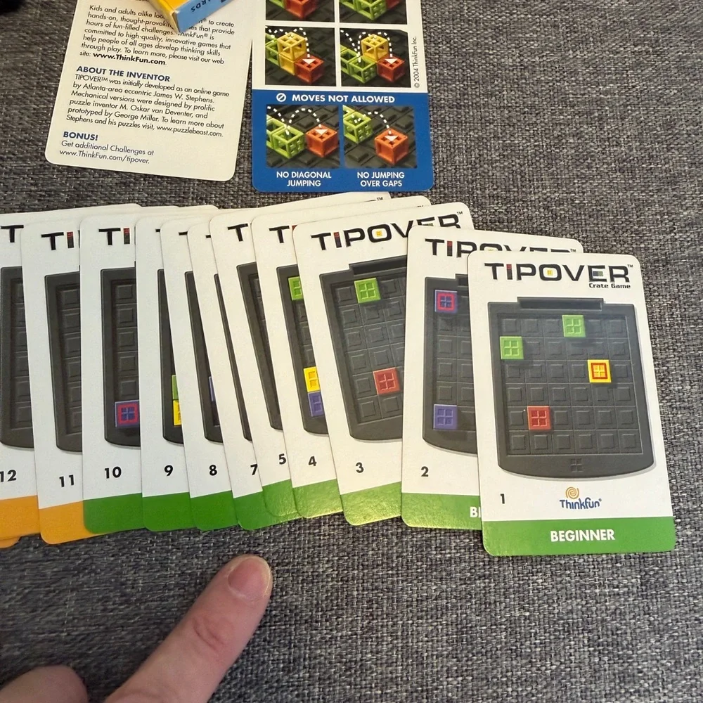 Thinkfun TipOver Thinking Game Vintage 2004 Storage Bag MISSING ONE CARD